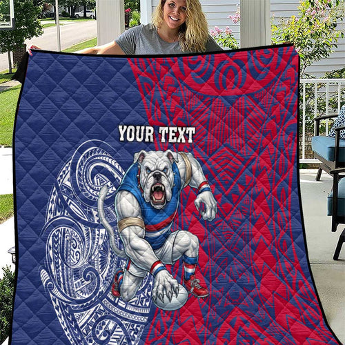 Personalised Western Bulldogs Mascot Quilt Polynesian Tribal Pattern Bold Bulldog Football