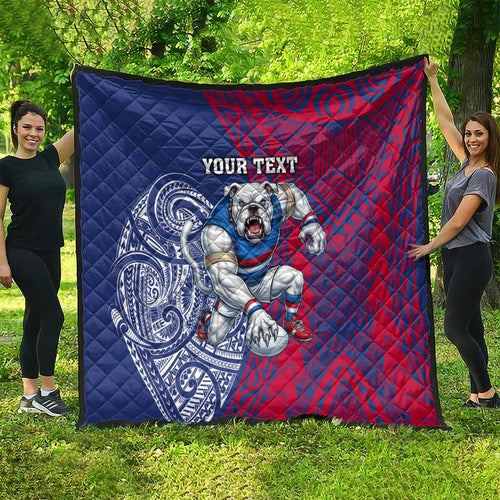 Personalised Western Bulldogs Mascot Quilt Polynesian Tribal Pattern Bold Bulldog Football