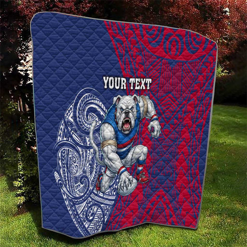 Personalised Western Bulldogs Mascot Quilt Polynesian Tribal Pattern Bold Bulldog Football