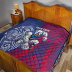 Personalised Western Bulldogs Mascot Quilt Polynesian Tribal Pattern Bold Bulldog Football