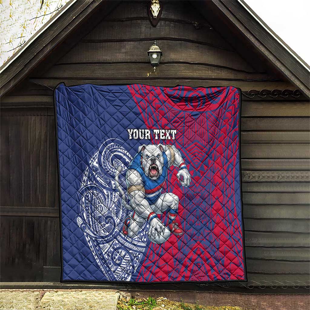 Personalised Western Bulldogs Mascot Quilt Polynesian Tribal Pattern Bold Bulldog Football
