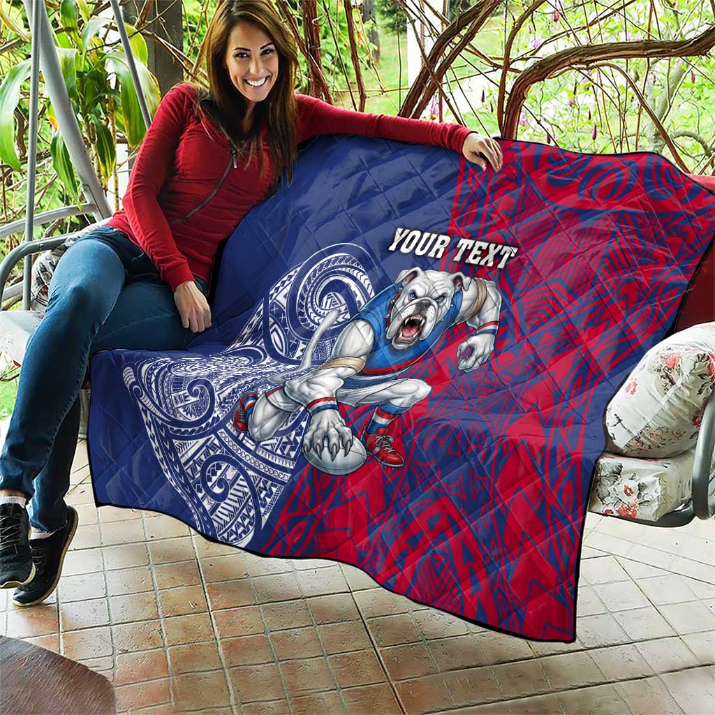 Personalised Western Bulldogs Mascot Quilt Polynesian Tribal Pattern Bold Bulldog Football