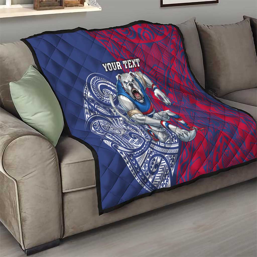 Personalised Western Bulldogs Mascot Quilt Polynesian Tribal Pattern Bold Bulldog Football