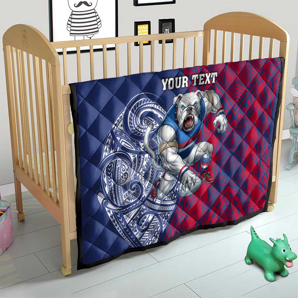 Personalised Western Bulldogs Mascot Quilt Polynesian Tribal Pattern Bold Bulldog Football