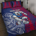 Personalised Western Bulldogs Mascot Quilt Bed Set Polynesian Tribal Pattern Bold Bulldog Football