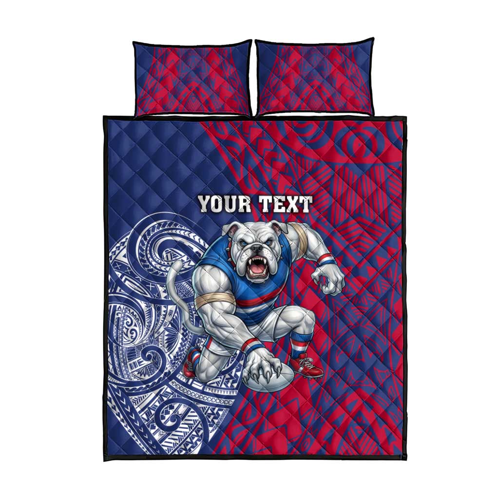 Personalised Western Bulldogs Mascot Quilt Bed Set Polynesian Tribal Pattern Bold Bulldog Football