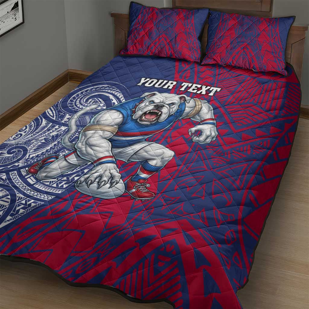 Personalised Western Bulldogs Mascot Quilt Bed Set Polynesian Tribal Pattern Bold Bulldog Football