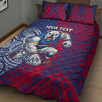 Personalised Western Bulldogs Mascot Quilt Bed Set Polynesian Tribal Pattern Bold Bulldog Football