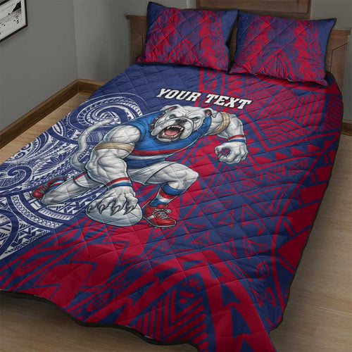 Personalised Western Bulldogs Mascot Quilt Bed Set Polynesian Tribal Pattern Bold Bulldog Football