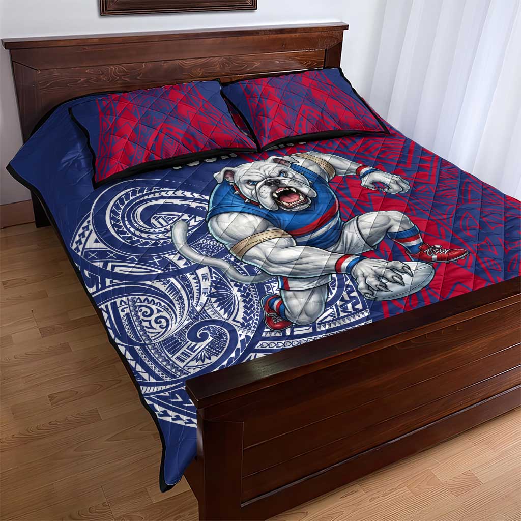 Personalised Western Bulldogs Mascot Quilt Bed Set Polynesian Tribal Pattern Bold Bulldog Football
