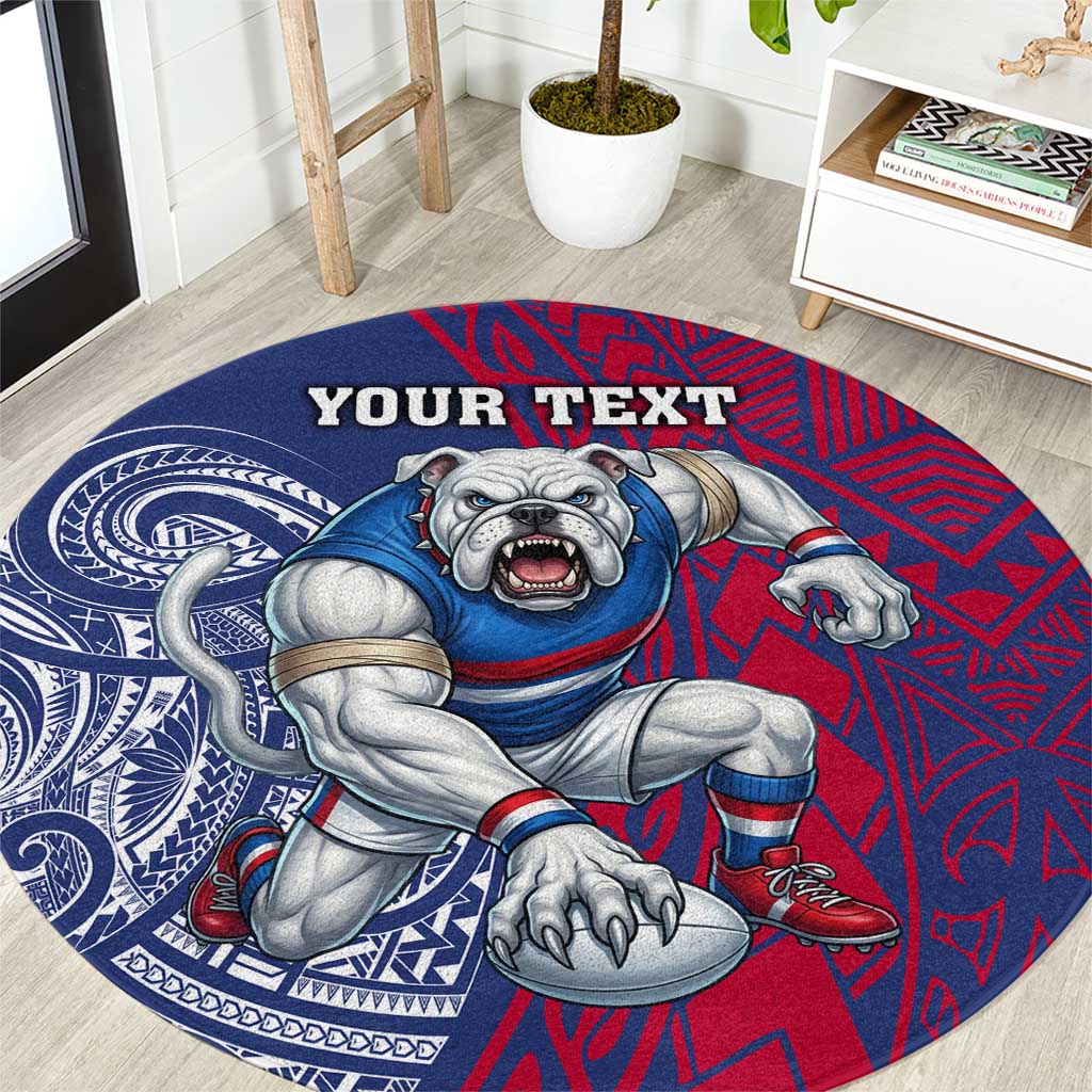 Personalised Western Bulldogs Mascot Round Carpet Polynesian Tribal Pattern Bold Bulldog Football