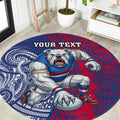 Personalised Western Bulldogs Mascot Round Carpet Polynesian Tribal Pattern Bold Bulldog Football