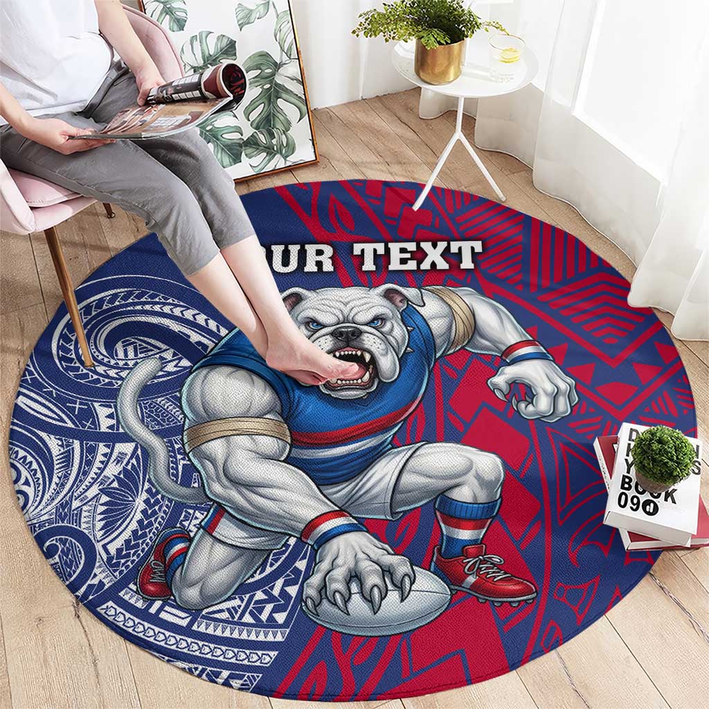 Personalised Western Bulldogs Mascot Round Carpet Polynesian Tribal Pattern Bold Bulldog Football