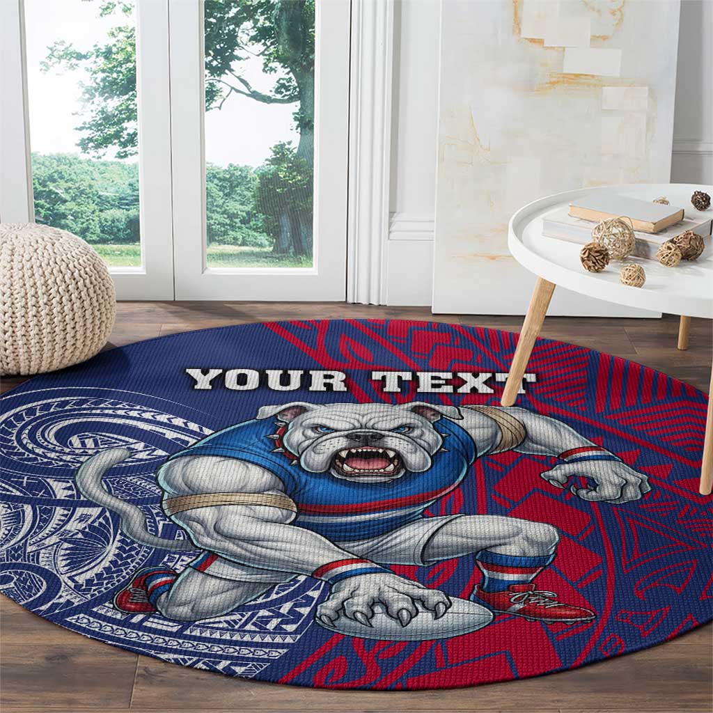 Personalised Western Bulldogs Mascot Round Carpet Polynesian Tribal Pattern Bold Bulldog Football