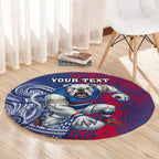 Personalised Western Bulldogs Mascot Round Carpet Polynesian Tribal Pattern Bold Bulldog Football