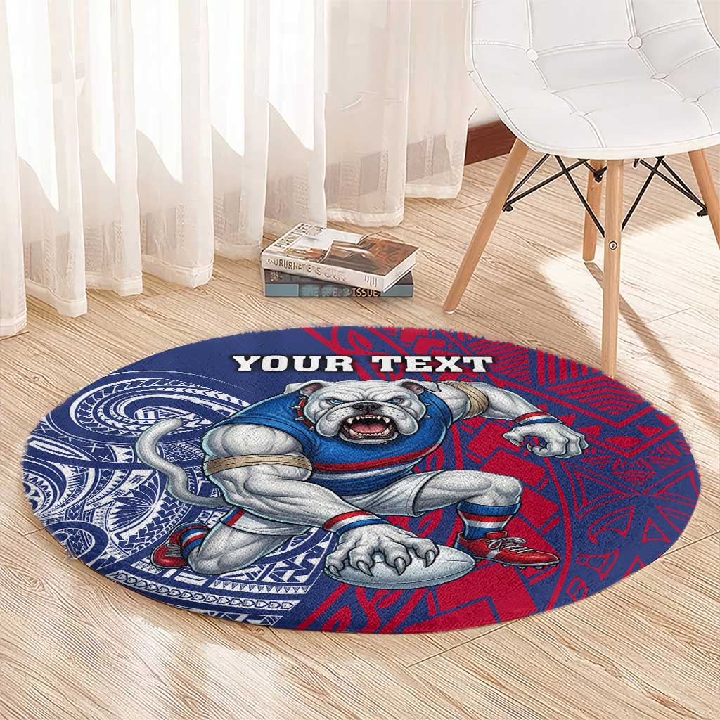 Personalised Western Bulldogs Mascot Round Carpet Polynesian Tribal Pattern Bold Bulldog Football
