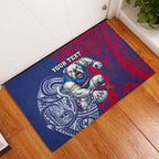 Personalised Western Bulldogs Mascot Rubber Doormat Polynesian Tribal Pattern Bold Bulldog Football