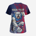 Personalised Western Bulldogs Mascot Scrub Top Polynesian Tribal Pattern Bold Bulldog Football
