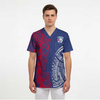Personalised Western Bulldogs Mascot Scrub Top Polynesian Tribal Pattern Bold Bulldog Football