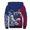 Personalised Western Bulldogs Mascot Sherpa Hoodie Polynesian Tribal Pattern Bold Bulldog Football