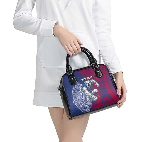 Personalised Western Bulldogs Mascot Shoulder Handbag Polynesian Tribal Pattern Bold Bulldog Football