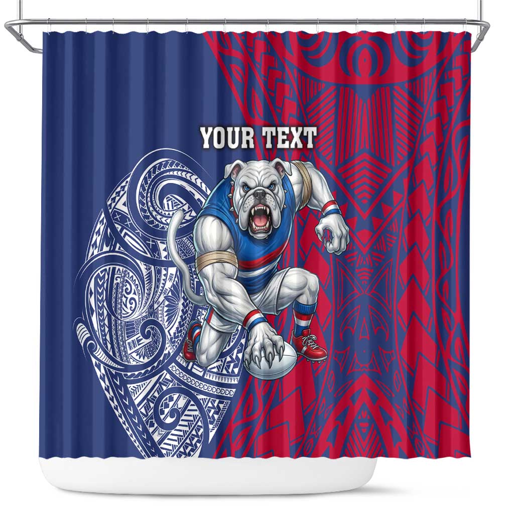 Personalised Western Bulldogs Mascot Shower Curtain Polynesian Tribal Pattern Bold Bulldog Football