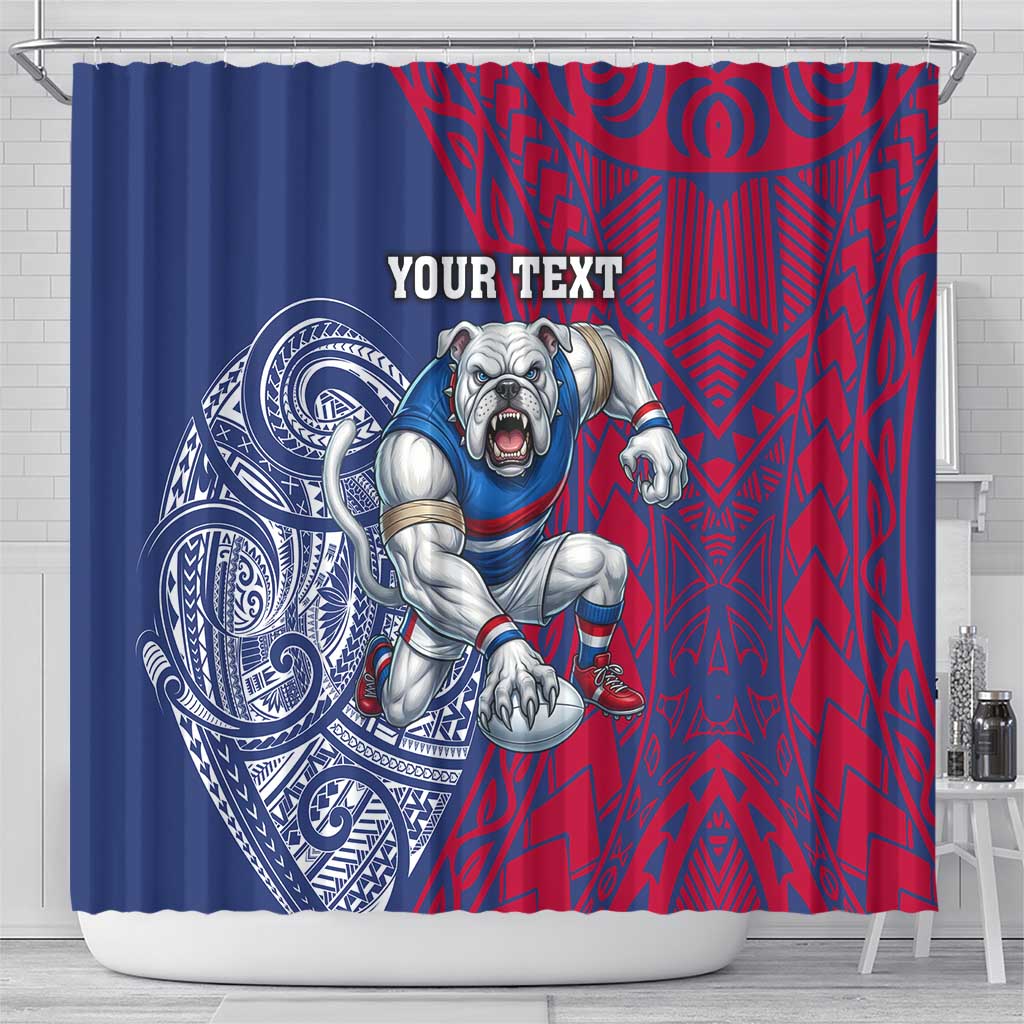 Personalised Western Bulldogs Mascot Shower Curtain Polynesian Tribal Pattern Bold Bulldog Football