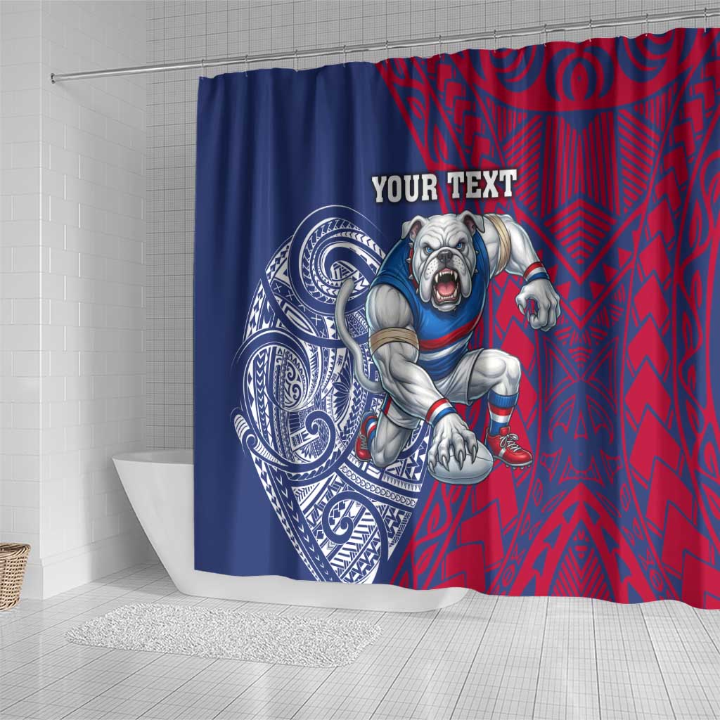 Personalised Western Bulldogs Mascot Shower Curtain Polynesian Tribal Pattern Bold Bulldog Football