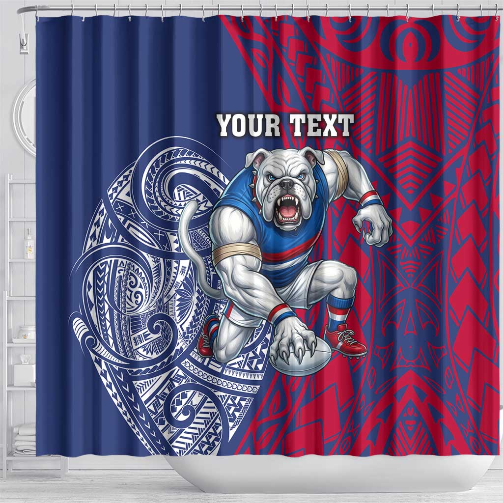 Personalised Western Bulldogs Mascot Shower Curtain Polynesian Tribal Pattern Bold Bulldog Football