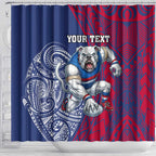 Personalised Western Bulldogs Mascot Shower Curtain Polynesian Tribal Pattern Bold Bulldog Football