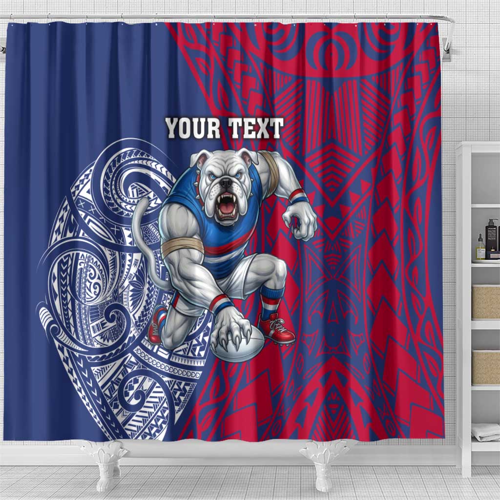 Personalised Western Bulldogs Mascot Shower Curtain Polynesian Tribal Pattern Bold Bulldog Football