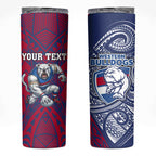 Personalised Western Bulldogs Mascot Skinny Tumbler Polynesian Tribal Pattern Bold Bulldog Football