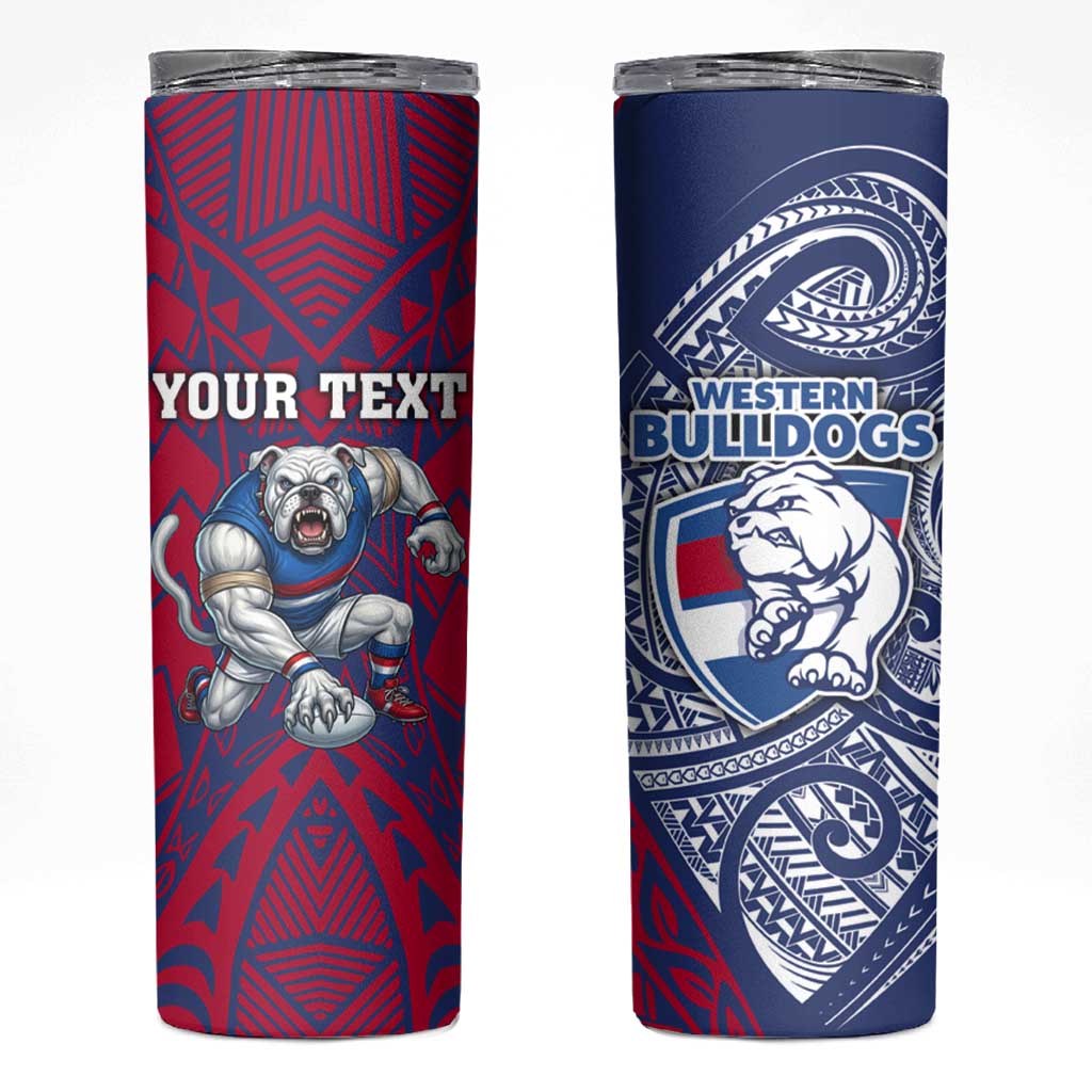 Personalised Western Bulldogs Mascot Skinny Tumbler Polynesian Tribal Pattern Bold Bulldog Football