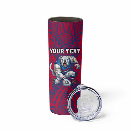 Personalised Western Bulldogs Mascot Skinny Tumbler Polynesian Tribal Pattern Bold Bulldog Football