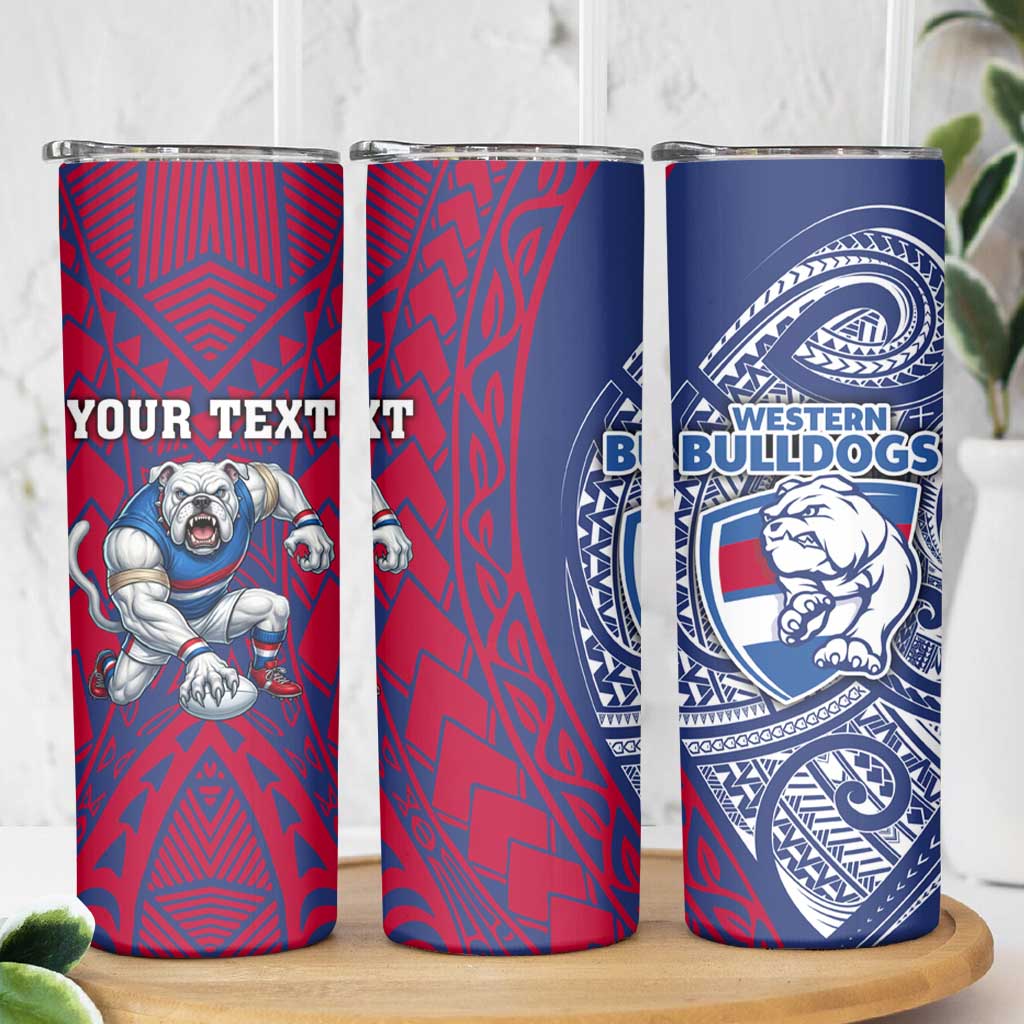 Personalised Western Bulldogs Mascot Skinny Tumbler Polynesian Tribal Pattern Bold Bulldog Football