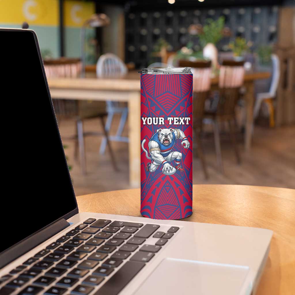 Personalised Western Bulldogs Mascot Skinny Tumbler Polynesian Tribal Pattern Bold Bulldog Football
