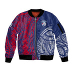 Personalised Western Bulldogs Mascot Sleeve Zip Bomber Jacket Polynesian Tribal Pattern Bold Bulldog Football