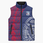 Personalised Western Bulldogs Mascot Sleeveless Puffer Jacket Polynesian Tribal Pattern Bold Bulldog Football