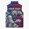 Personalised Western Bulldogs Mascot Sleeveless Puffer Jacket Polynesian Tribal Pattern Bold Bulldog Football