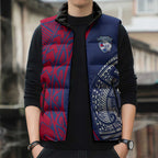 Personalised Western Bulldogs Mascot Sleeveless Puffer Jacket Polynesian Tribal Pattern Bold Bulldog Football