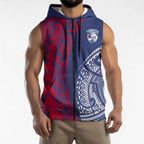 Personalised Western Bulldogs Mascot Sleeveless Zip Hoodie Polynesian Tribal Pattern Bold Bulldog Football