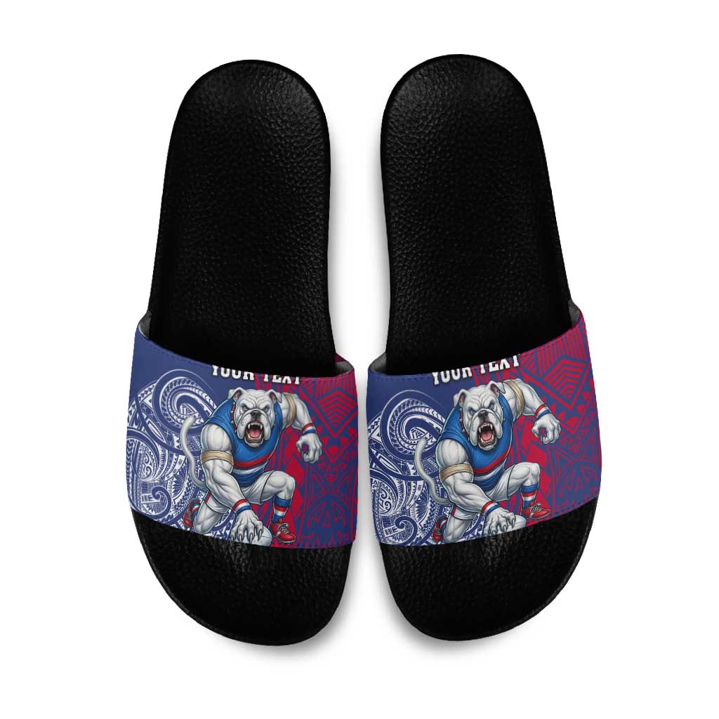 Personalised Western Bulldogs Mascot Slide Sandals Polynesian Tribal Pattern Bold Bulldog Football