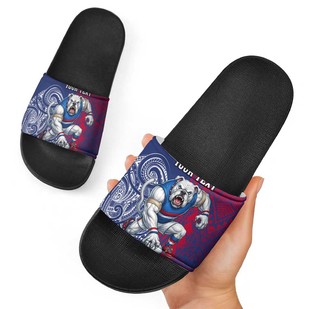 Personalised Western Bulldogs Mascot Slide Sandals Polynesian Tribal Pattern Bold Bulldog Football