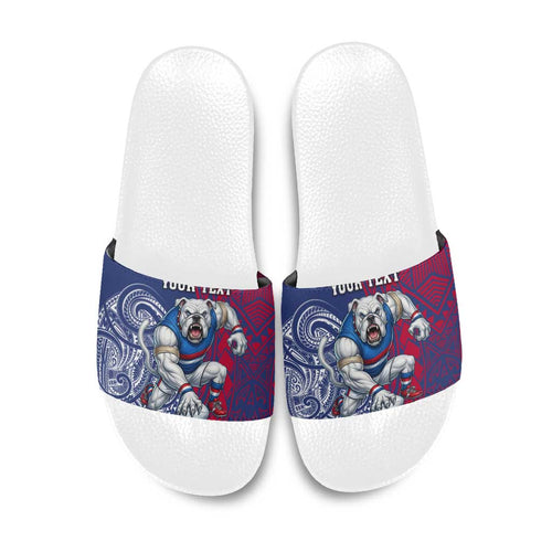 Personalised Western Bulldogs Mascot Slide Sandals Polynesian Tribal Pattern Bold Bulldog Football