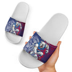 Personalised Western Bulldogs Mascot Slide Sandals Polynesian Tribal Pattern Bold Bulldog Football