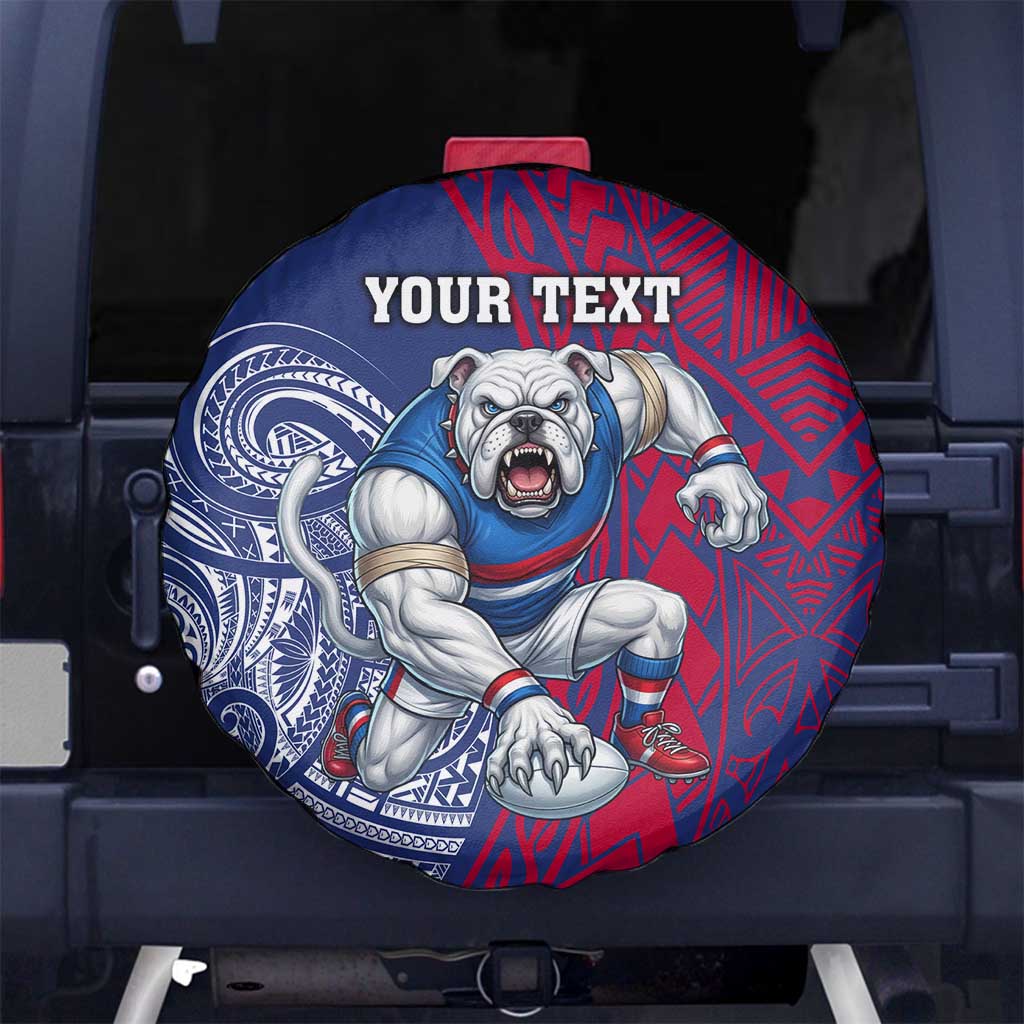 Personalised Western Bulldogs Mascot Spare Tire Cover Polynesian Tribal Pattern Bold Bulldog Football