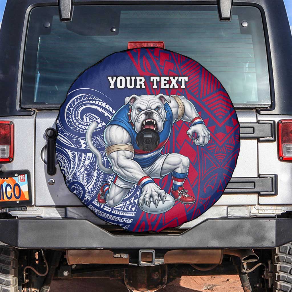 Personalised Western Bulldogs Mascot Spare Tire Cover Polynesian Tribal Pattern Bold Bulldog Football