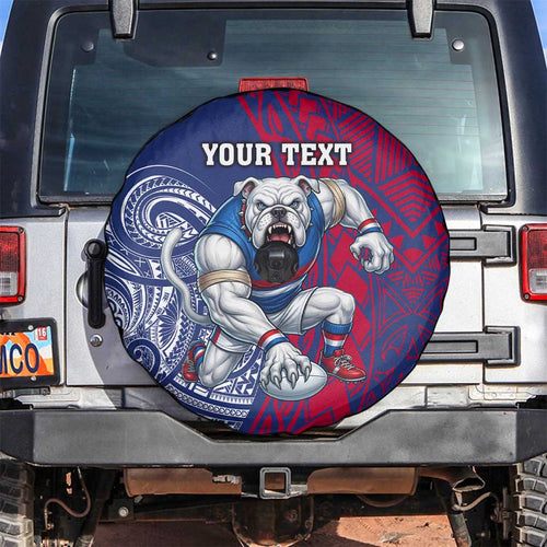 Personalised Western Bulldogs Mascot Spare Tire Cover Polynesian Tribal Pattern Bold Bulldog Football