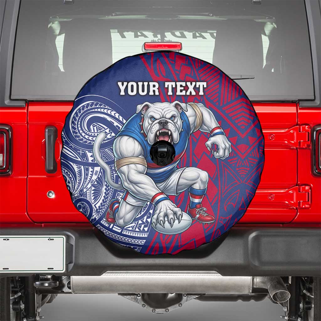Personalised Western Bulldogs Mascot Spare Tire Cover Polynesian Tribal Pattern Bold Bulldog Football