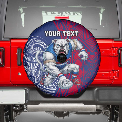 Personalised Western Bulldogs Mascot Spare Tire Cover Polynesian Tribal Pattern Bold Bulldog Football